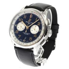 BREITLING PREMIER B01 CHRONOGRAPH 42 AB0118 Black Dial SS Leather Date #C136