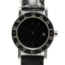 Bvlgari Bulgari BB26SLD Quartz Watch Black Dial Stainless Steel Leather Used