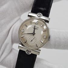 Rare LONGINES SOLID 14K White Gold Diamond Dial Bezel Fancy Men's WATCH 17J 22L