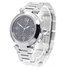 CARTIER PASHA C W31043M7 35mm SS Black Dial Automatic Date #C487