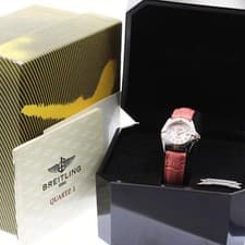 BREITLING KALISTINO B52345 28mm SS Leather Pink Dial Date Watch #C491