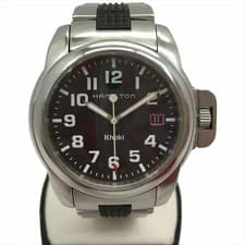 HAMILTON Men's Khaki Watch 6309 Black Dial Quartz Used