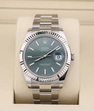 New 2025 Rolex 41 Datejust Mint Green Fluted Oyster ref 126334 Unworn