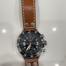 HEMEL Air Wing Military Chronograph Quartz Watch Black Dial Brown Leather