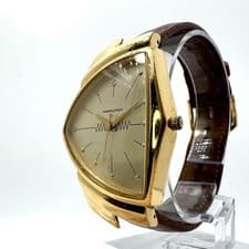 HAMILTON Ventura 6108 Quartz Gold Dial Vintage Dress Watch Working