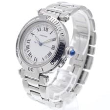 CARTIER PASHA W31005H3 38mm SS White Dial Automatic Date Watch #C412