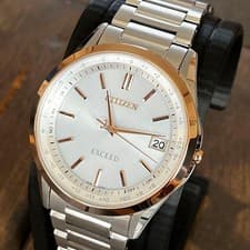 CITIZEN EXCEED CB1114-52A Eco-Drive Radio Solar Titanium White Gold Mint