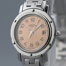 [Near Mint] HERMES Clipper CL4.210 Pink Dial Quartz 24mm Women's Watch JAPAN