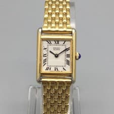 Vintage Seiko Tank Womens Watch 17mm Gold Tone 1400-5039 New Battery 6.75"
