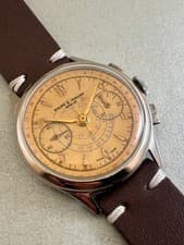 VINT  BAUME MERCIER  CHRONOGRAPH white old dial wind up swiss  ca 47