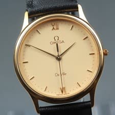 Vintage OMEGA De Ville Cal.1417 Ref.191.0181 32mm Ivory Gold Quartz Men's Watch