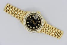 Rolex Lady-Datejust 69178 Black Diamond Dial & Bezel President 26mm Year 1991