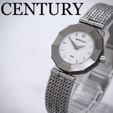 Good Condition CENTURY Watch Time Gem 1P Diamond White CENTURY,17302