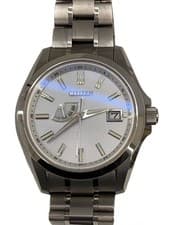CITIZEN A010 Eco-Drive Power Reserve Silver Watch Near Mint JAPAN