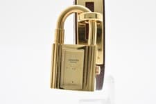 [Exc+5] HERMES Kelly Padlock Gold Dial Brown Leather Quartz Ladies watch JAPAN