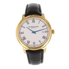 Raymond Weil Toccata 39mm White Dial Quartz Leather Strap Men's Wristwatch