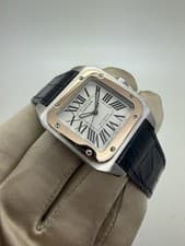 2010 Cartier Santos 100 Medium Rose Gold Steel Automatic Watch W20107X7 B+P