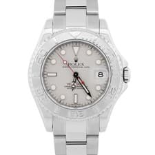 2005 PAPERS Rolex Yacht-Master Mid-Size PLATINUM Steel 35mm Watch 168622 BOX