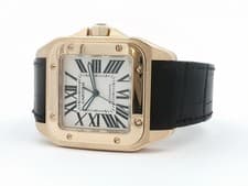 Cartier Santos 100 Large Solid 18kt Yellow Gold Silver Roman Dial W20112Y1 2657