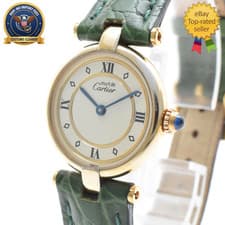 [ Exc+5 ] Cartier Vendome 590004 Paris Vermeil Quartz Gold Vintage Women's Watch