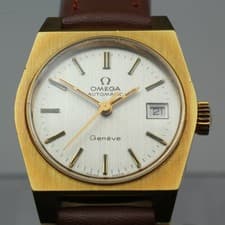 Vintage 1972 OMEGA Geneve Cal.684 Gold Automatic Date 24mm Women's Watch N MINT