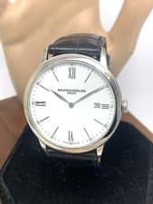 Baume & Mercier Men's Watch 10323 Classima Swiss Quartz White Dial Leather 40mm