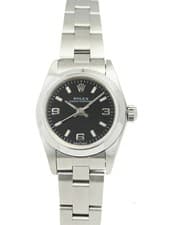 ROLEX Oyster Perpetual 76080 24mm Black Dial Stainless Steel Sapphire #T195