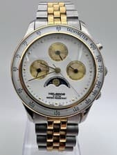 Vintage Rare 90’s Helbros Tachymeter Moonphase Triple Date Men’s 36mm Watch