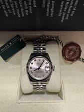 Rolex Ladies Datejust 31 Jubilee Factory Silver Diamond Dial Box & Papers MINT!