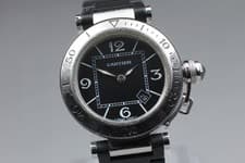 [Exc+5 w/ Box Paper] CARTIER Pasha Seatimer W3140003 Black Dial Women's Qz Watch
