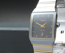 Full Set [N MINT w/Box] RADO DiaStar 152.0366.3 Black Tank Date Qz Men's Watch