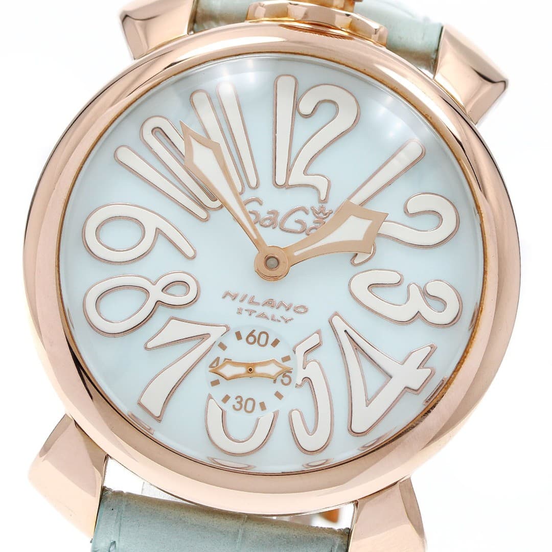 GaGa MILANO Ref 5011.03S Men’s Blue Dial Leather Watch Pre-owned From Japan