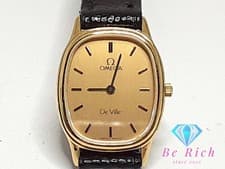 Omega De Ville 591.0281 Cal 1450 Ladies Quartz Gold Black Leather Used