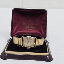 1960 Bulova Mens Watch President Type A Stripped Dial 10K GP 23J 10BZ W Box