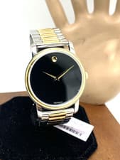 Movado Men's Watch 2100016 Museum Black Dial Swiss Quartz Two Tone Steel 39mm