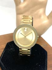 Movado Women's Watch 3600498 Bold Gold Dial Swiss Quartz Steel Band 34mm