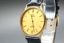 Vintage 1980s Omega De Ville Cal.1365 Push Crown Gold Dial Men's [Near Mint]