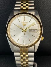 RARE Vintage Two Tone Seiko 5 President SNXJ90 Automatic Watch 36mm