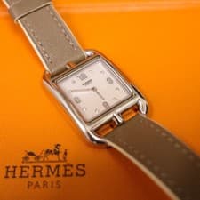Auth HERMES Cape Cod 8P Diamond MOP Dial SS PM W044417WW00 Excellent w/Box&Docs