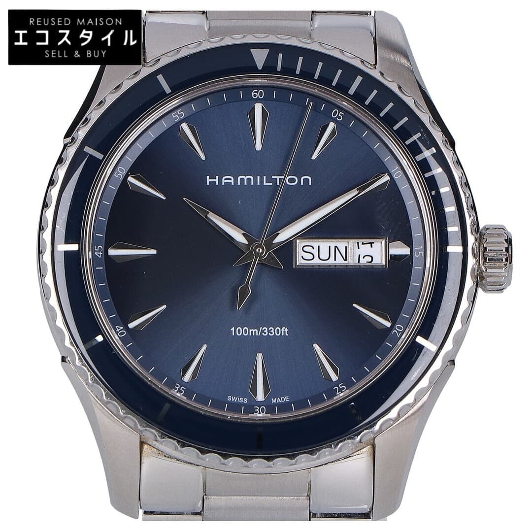 Hamilton Jazzmaster Seaview Day Date Quartz Watch Blue Dial Used From Japan