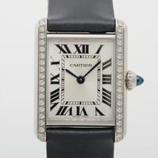 Cartier Tank mast W4TA0016 SS SS & Leather QZ Silver-Face