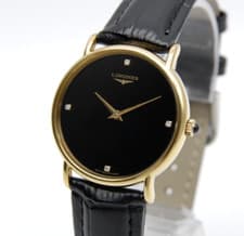 [ N MINT ] LONGINES 847 4222 33mm 4P Diamond Black Gold Hand Winding Men's Watch