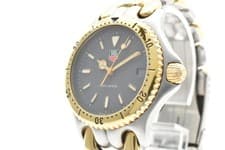 Vintage 【EXC+5】TAG Heuer SEL S95.213M Black Dial Gold Silver Men's Watch JAPAN