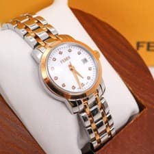 FENDI Working watch 2100L 11P diamond shell gold  ,20031