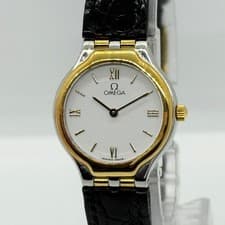 Omega Ladies Devil Symbol Quartz Watch White Dial 27.5mm Used