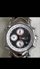 OAKLEY GMT Black Dial Silver Case White Accent Stainless Steel Men's Watch