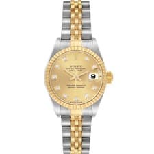 Rolex Datejust Steel Yellow Gold Champagne Diamond Dial Ladies Watch 79173 Paper