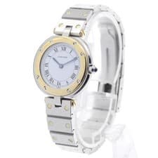 CARTIER SANTOS ROUND SM 27mm SS/YG Quartz White Dial Watch #C449