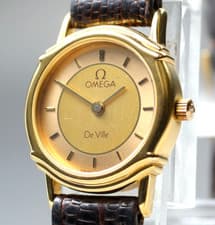 Omega De Ville 1455 Ladies Quartz 19mm Gold Dial Gold Plated Watch
