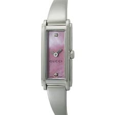 Gucci 2P Diamond 109 Bangle Watch Quartz Ladies SS Pink Shell Authentic